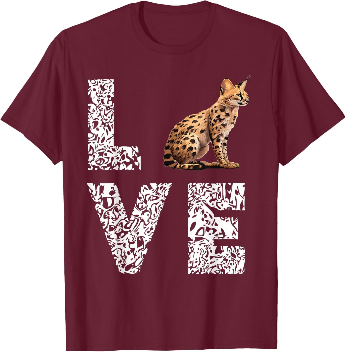 Serval Love Leopard African Wildcat Serval Cat Wild Cat T-Shirt - T-Shirt | Maroon