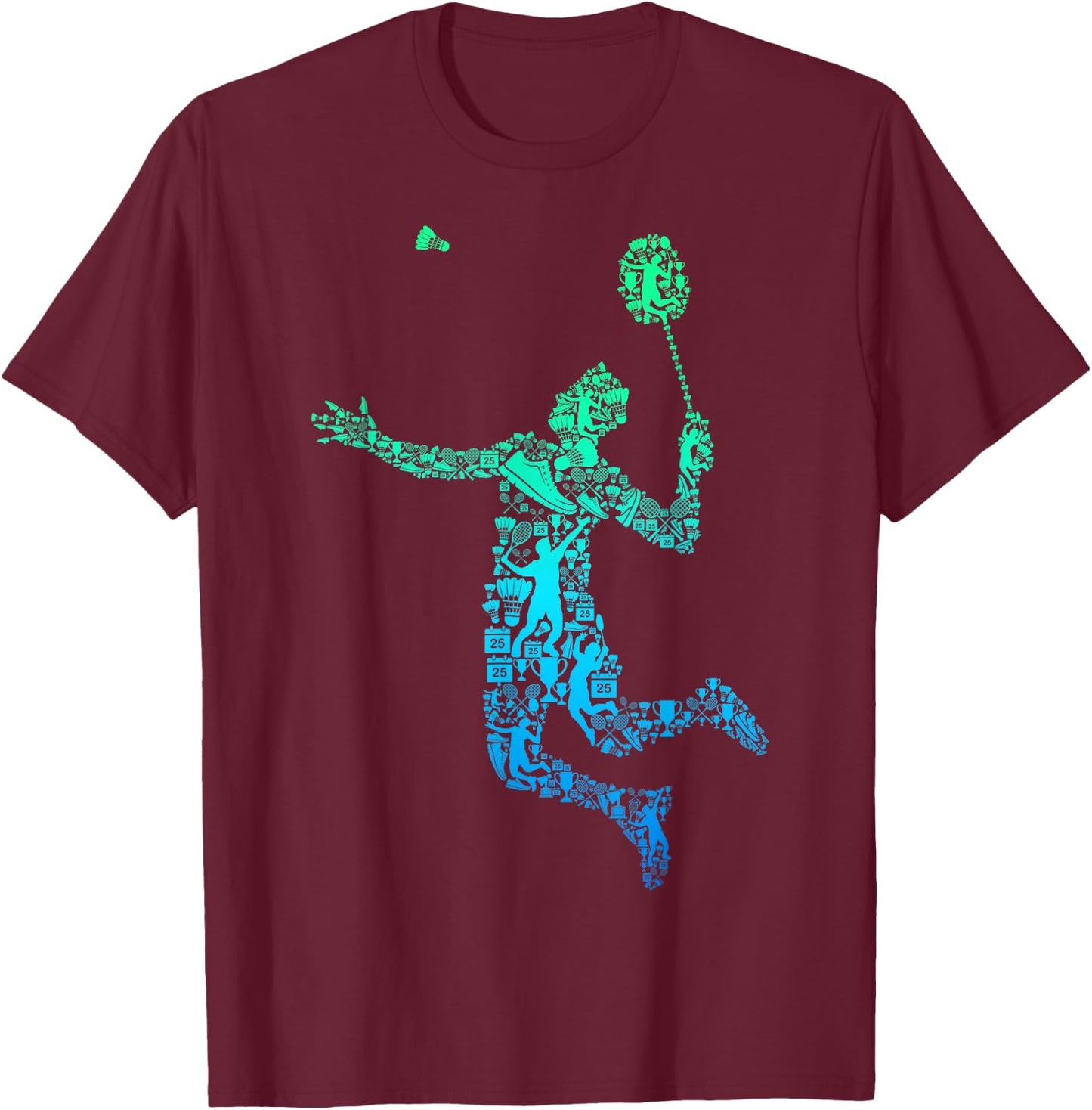 Badminton Shuttlecock Badminton Player Men Children Boys T-Shirt - T-Shirt | Maroon