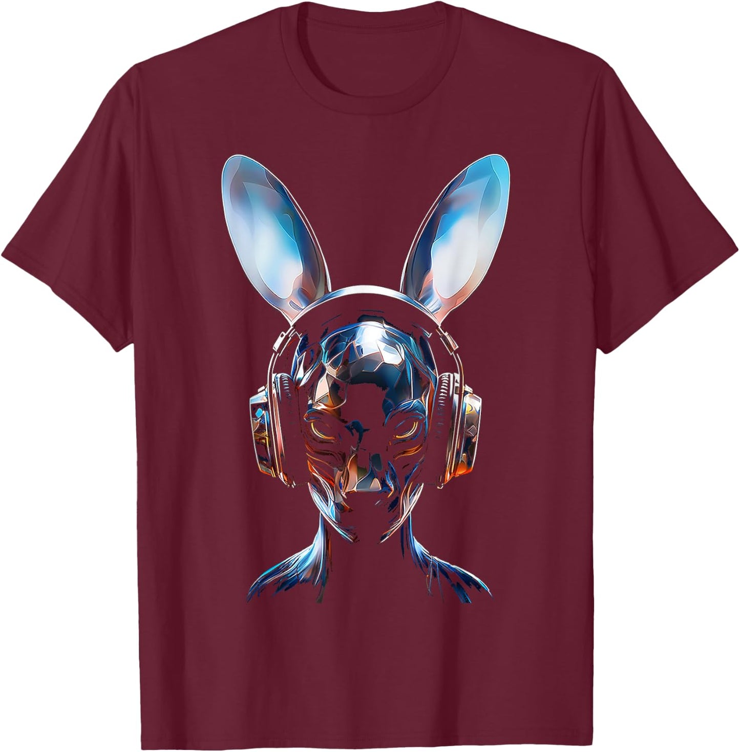 Anime Headphone Art Graphic Human Rabbit Anime T-Shirt - T-Shirt | Maroon