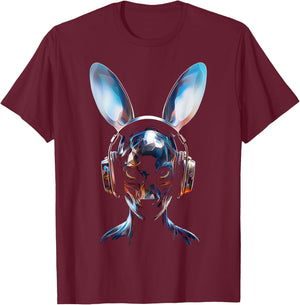 Anime Headphone Art Graphic Human Rabbit Anime T-Shirt - T-Shirt | Maroon