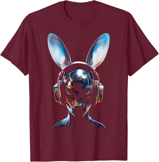 Anime Headphone Art Graphic Human Rabbit Anime T-Shirt - T-Shirt | Maroon