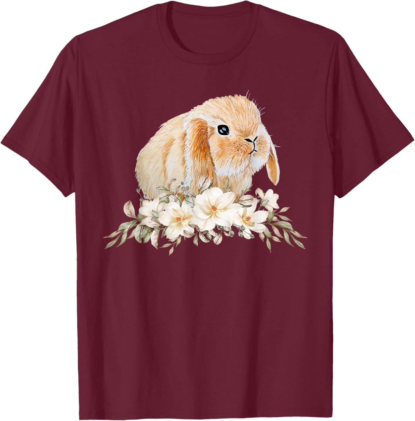 Rabbit Face Cute Bunny Lover Holland Lop bunny apparel T-Shirt - T-Shirt | Maroon