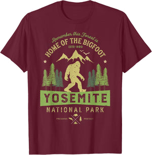 Yosemite National Park T shirt California Bigfoot Vintage T-Shirt - T-Shirt | Maroon