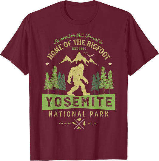 Yosemite National Park T shirt California Bigfoot Vintage T-Shirt - T-Shirt | Maroon