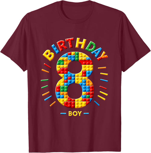 Master Builder 8th Birthday Boy 8 Eight Years Building Blocks , black