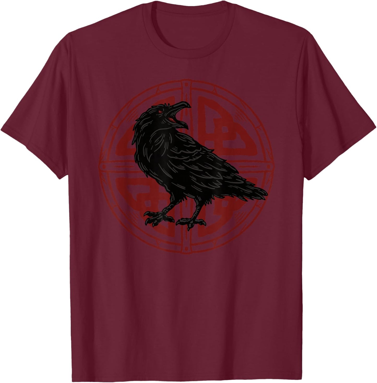 Crow Odin Raven Celtic Rune Viking T-Shirt - T-Shirt | Maroon
