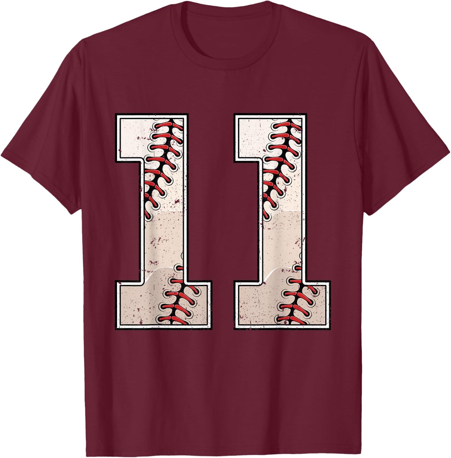 Baseball Birthday Boy Eleven 11 Years Old 11th Bday Party T-Shirt - T-Shirt | Maroon