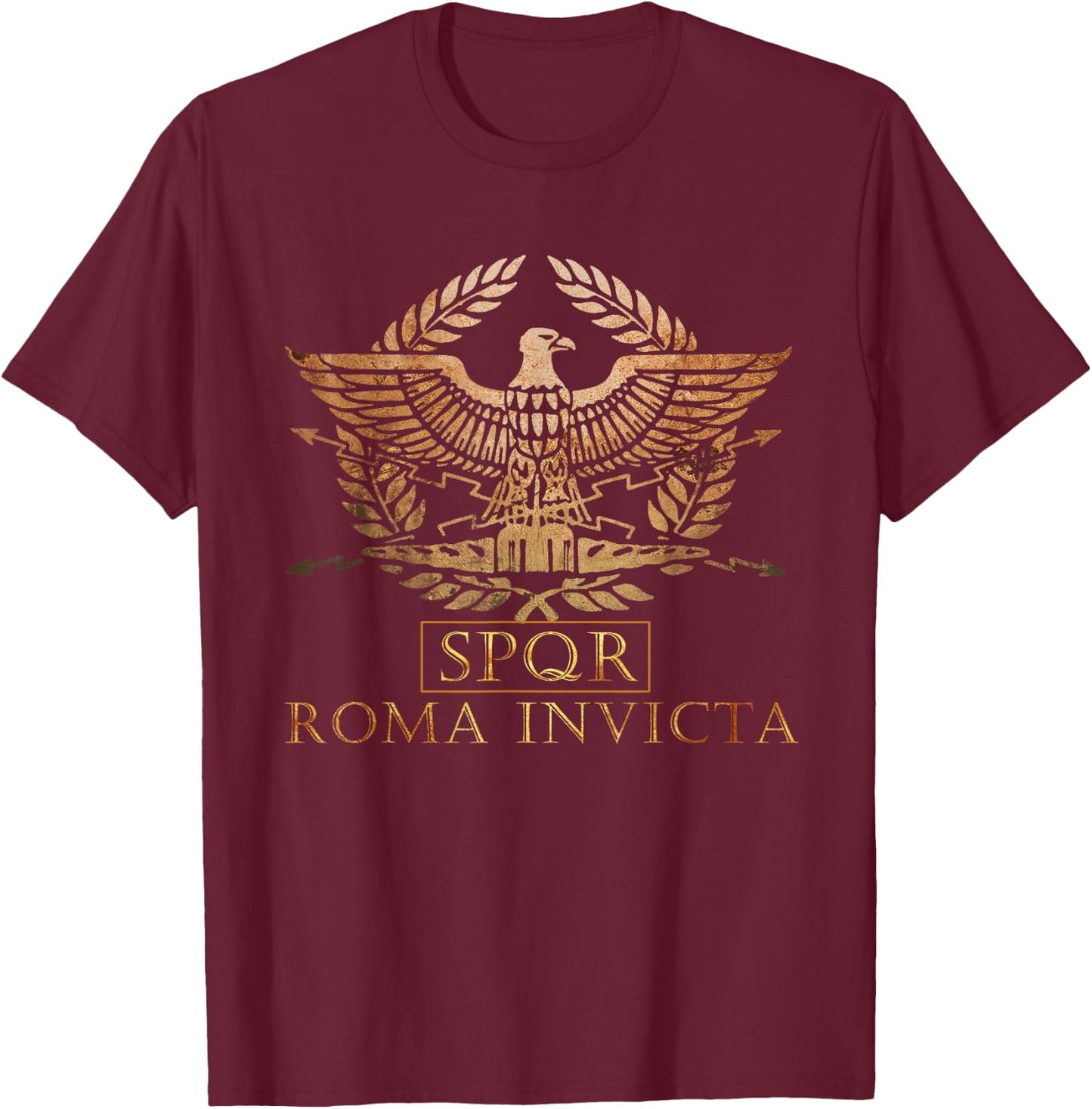 SPQR Roma Invicta Unconquered Rome , black T-Shirt - T-Shirt | Maroon