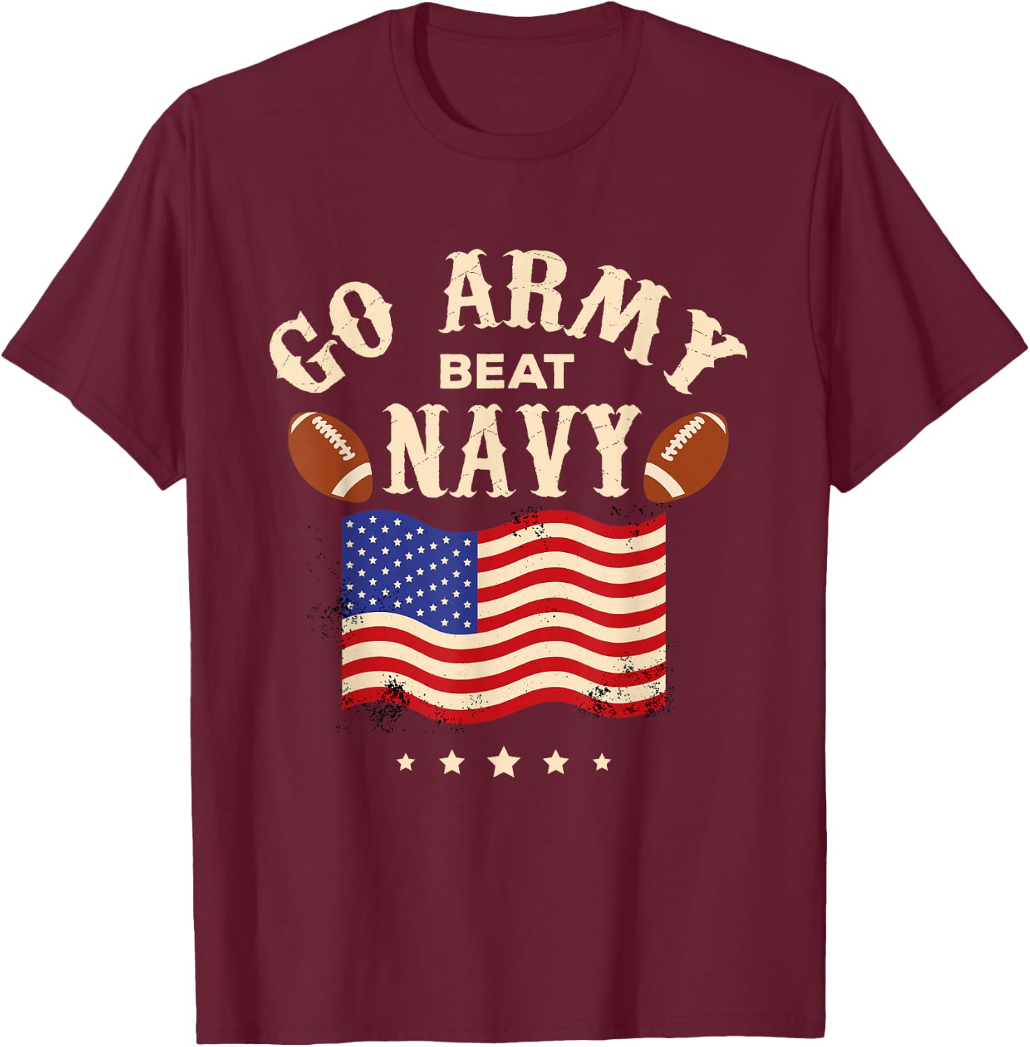 Vintage USA Flag Army Beat Navy-Flag Game Sports Football T-Shirt - T-Shirt | Maroon