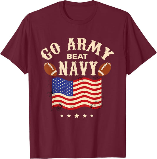 Vintage USA Flag Army Beat Navy-Flag Game Sports Football T-Shirt - T-Shirt | Maroon