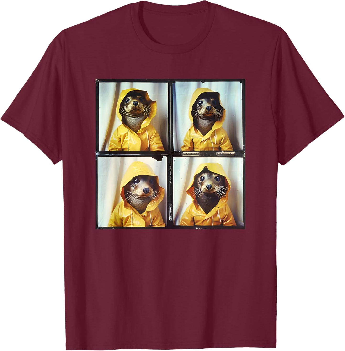 Funny Seal Photobooth Weird Animal Lover Art for Seal Fans T-Shirt - T-Shirt | Maroon