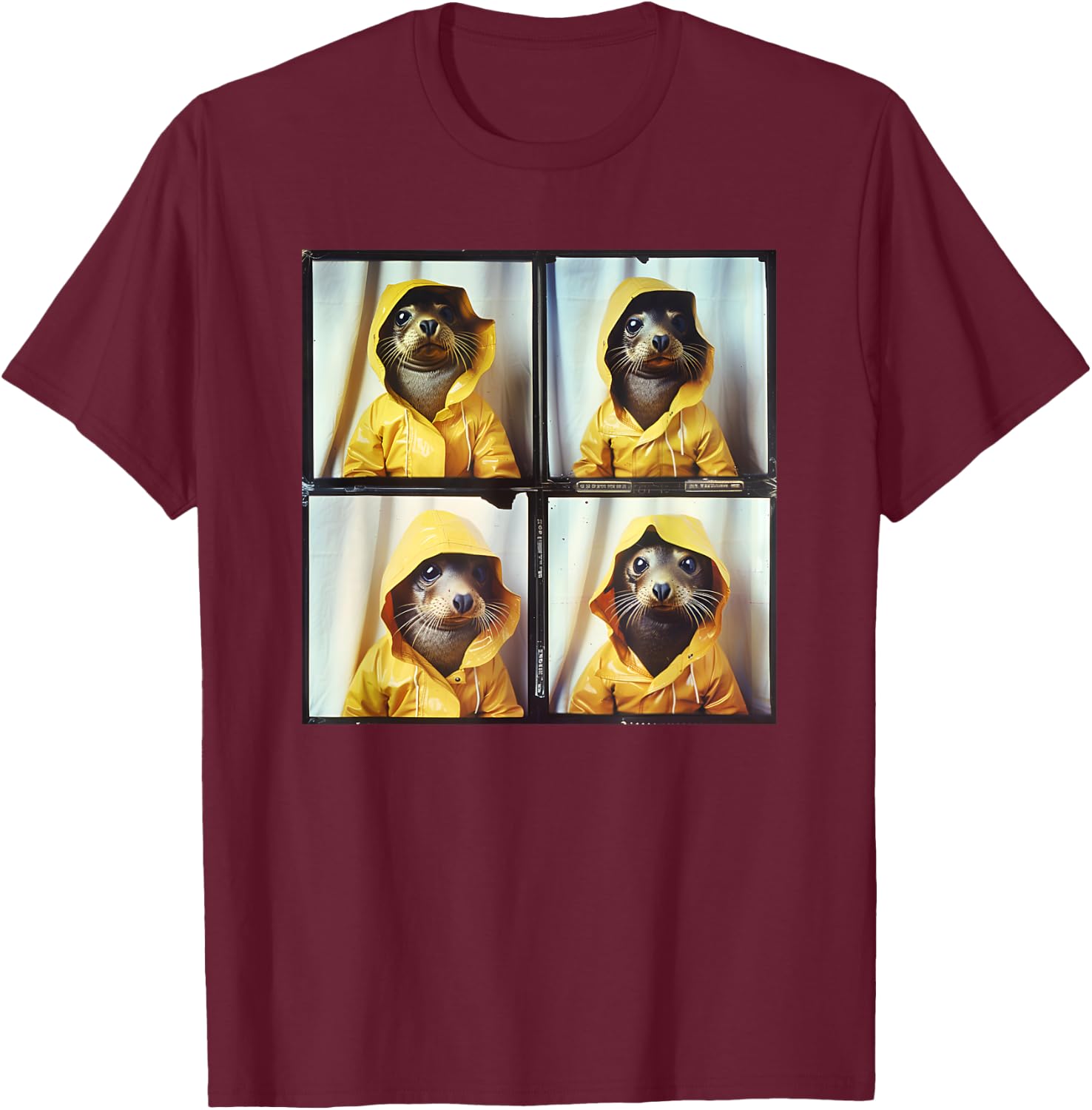 Funny Seal Photobooth Weird Animal Lover Art for Seal Fans T-Shirt - T-Shirt | Maroon
