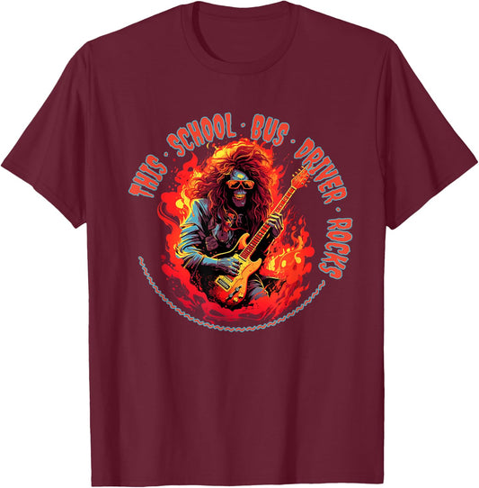 This School Bus Driver Rocks Funny Musician T-Shirt - T-Shirt | Maroon