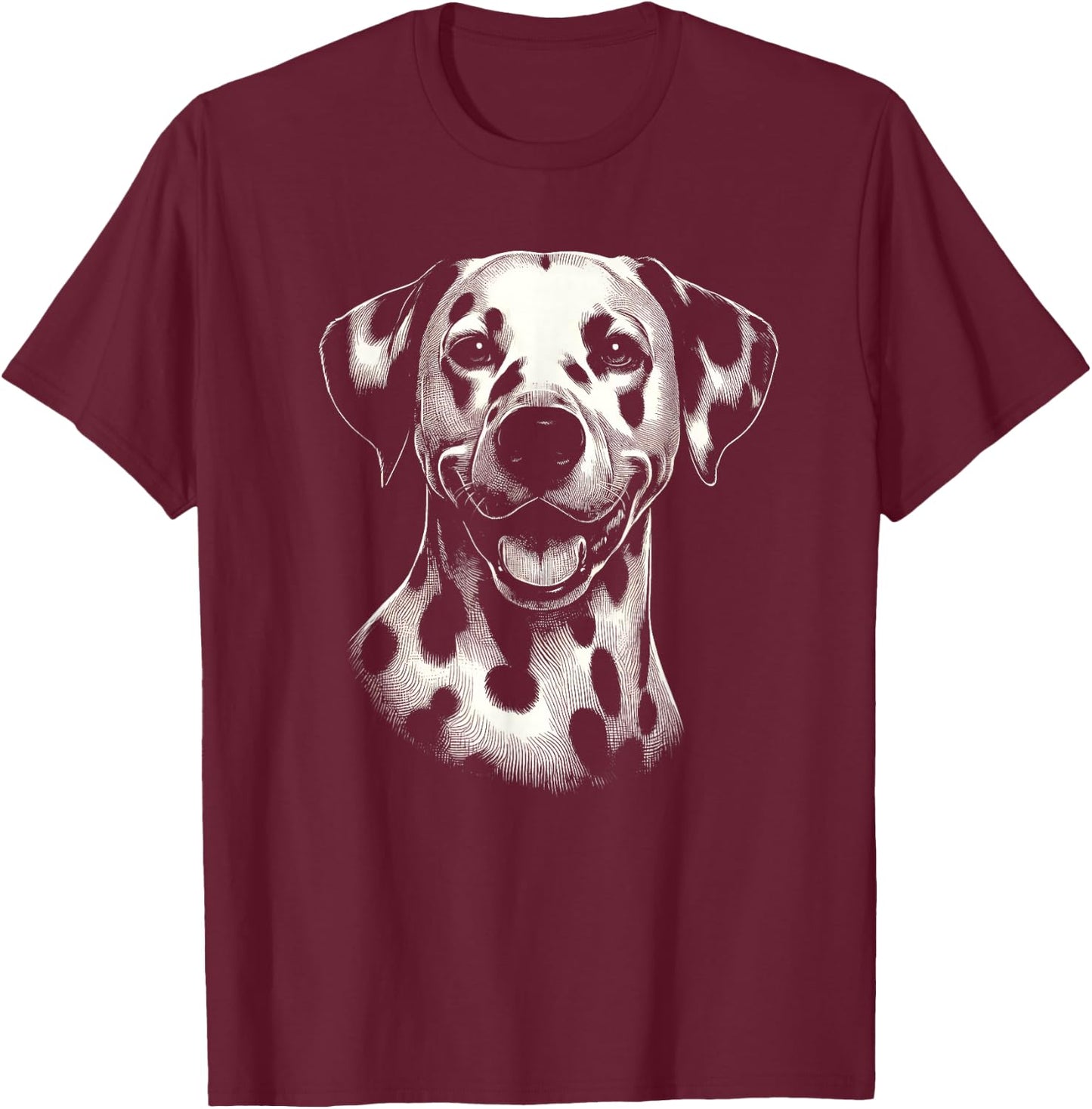 Dalmatian Dog Face Art Design and Men T-Shirt - T-Shirt | Maroon