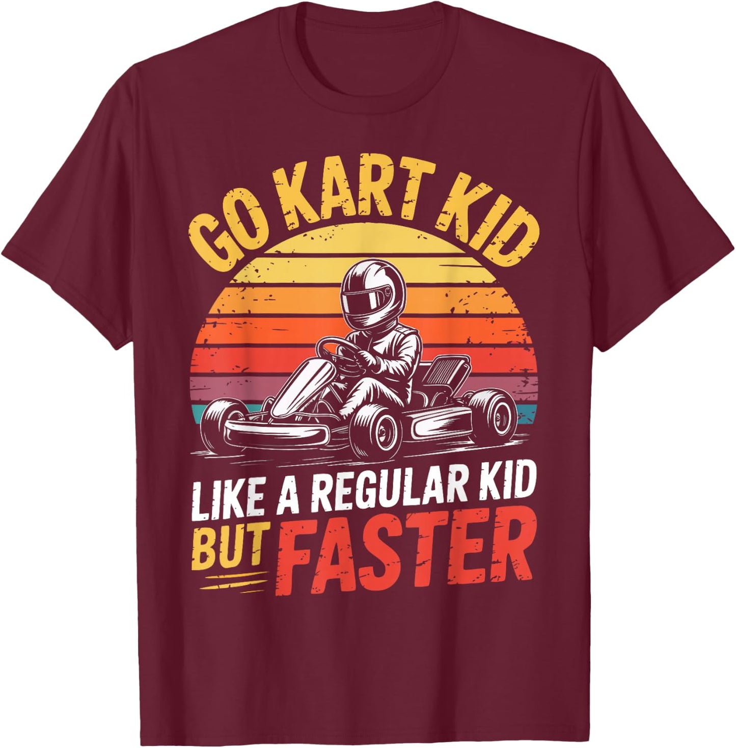 Go Kart Kid Racer Child Racing Driver T-Shirt - T-Shirt | Maroon