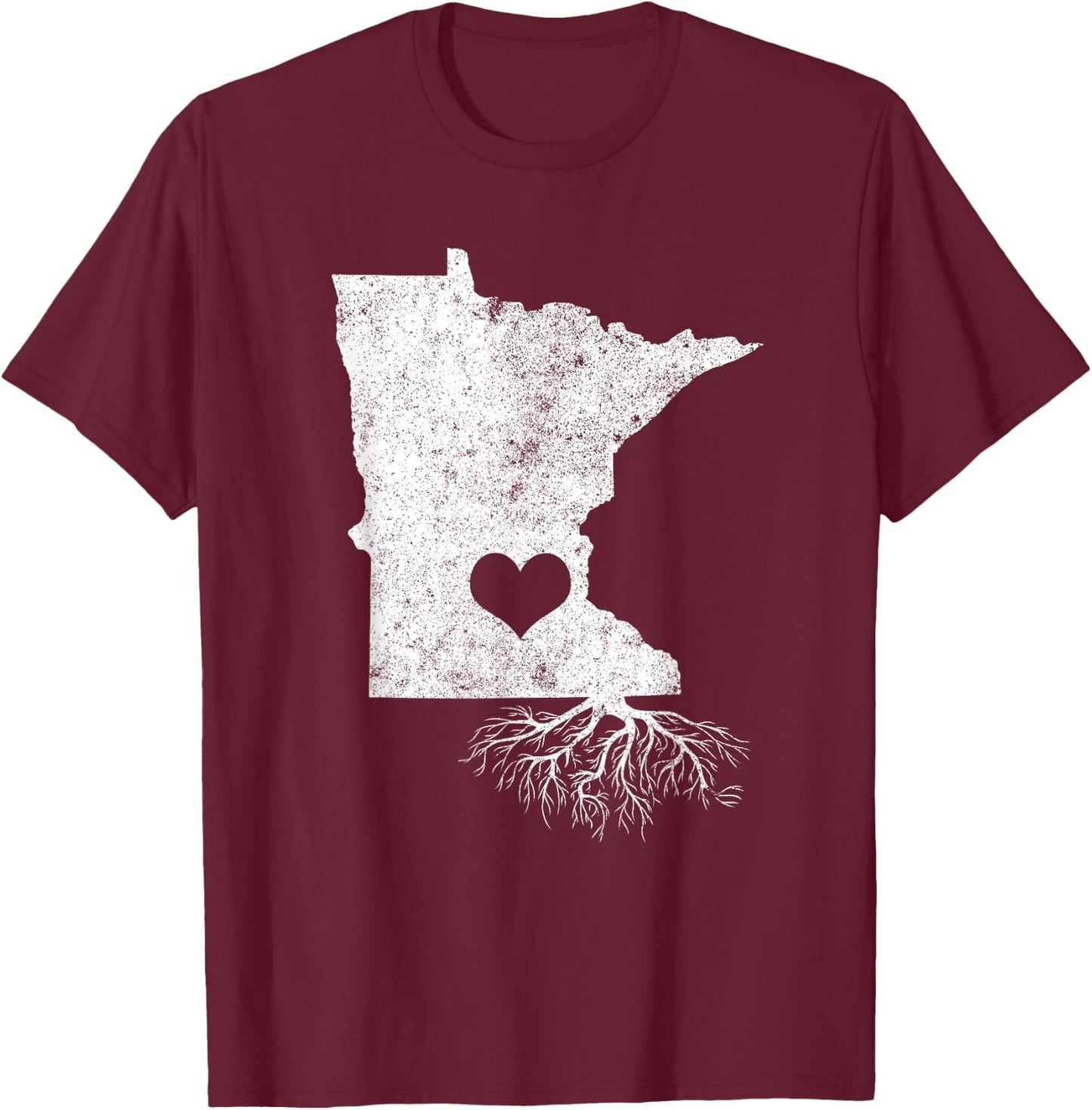 Minnesota Roots Shirt: I Love Minnesota With Roots T-Shirt - T-Shirt | Maroon