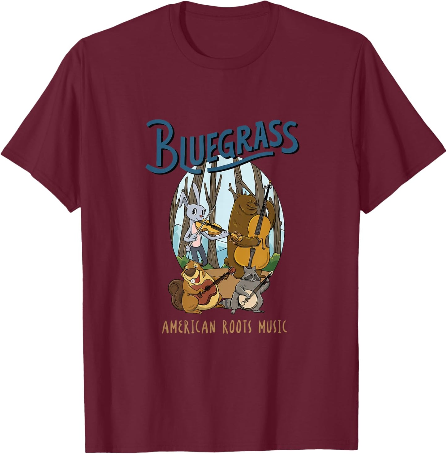 Animals Bluegrass Musician Design for Bluegrass Concert T-Shirt - T-Shirt | Maroon