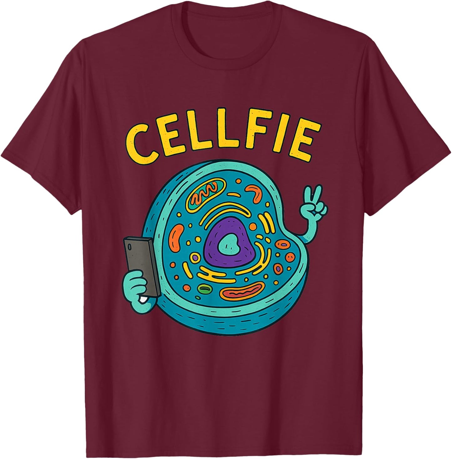 Cellfie Funny Biology Word Game Cell T-Shirt - T-Shirt | Maroon
