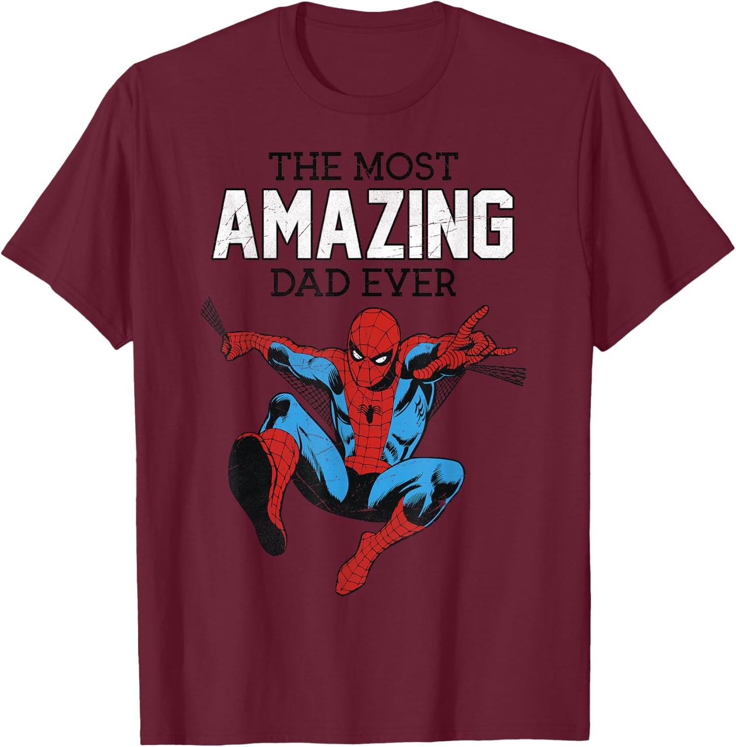 Marvel Spider-Man The Most Amazing Dad Ever Father's Day , Blue, S T-Shirt - T-Shirt | Maroon
