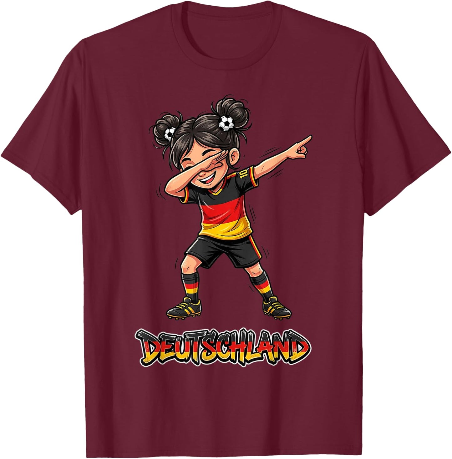 Flagge Deutschland Mädchen Dab Tanz T-Shirt - T-Shirt | Maroon