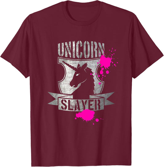 Funny Unicorn Slayer Rainbow T-Shirt - T-Shirt | Maroon