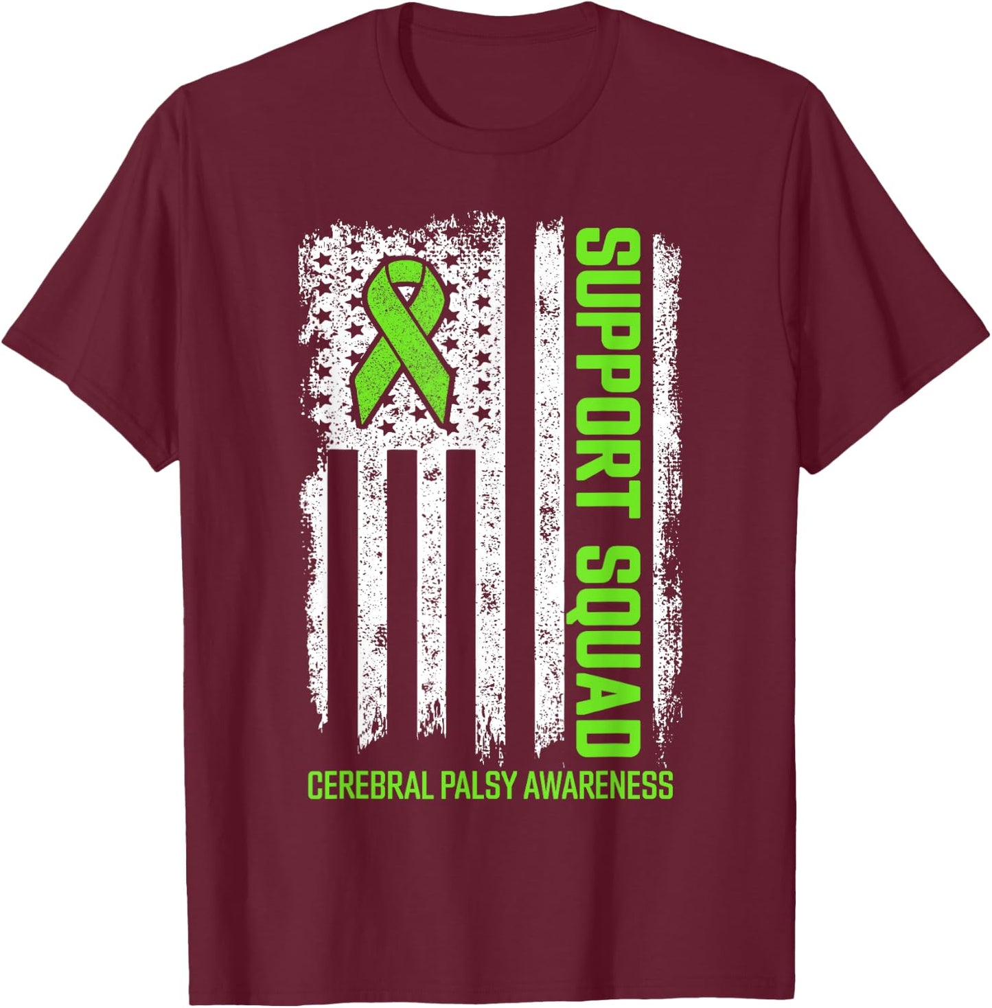 Cerebral Palsy Support Squad Family Cerebral Palsy Awareness T-Shirt - T-Shirt | Maroon