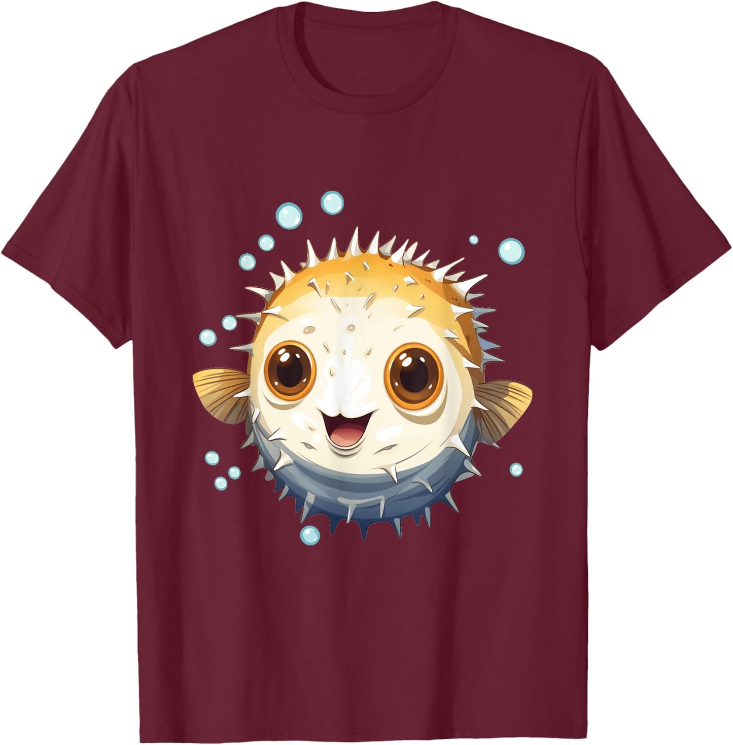 Cute Blowfish Easy Halloween Puffer Fish Costume Pufferfish T-Shirt - T-Shirt | Maroon