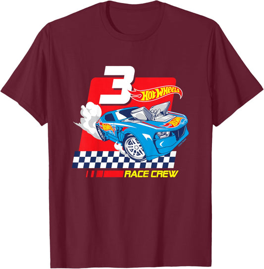 Kids Hot Wheels - Race Crew 3 Years , Black T-Shirt - T-Shirt | Maroon