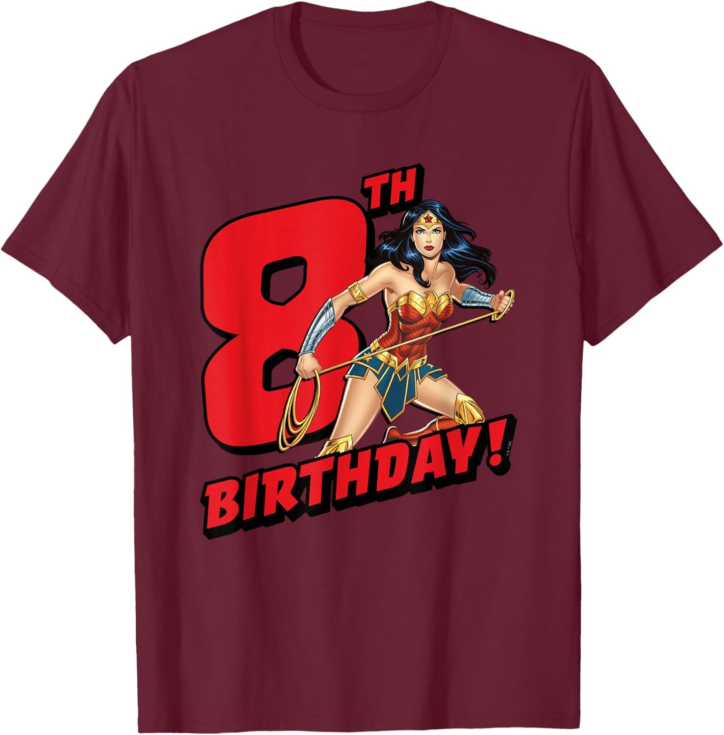 Wonder Woman 8th Birthday T-Shirt - T-Shirt | Maroon