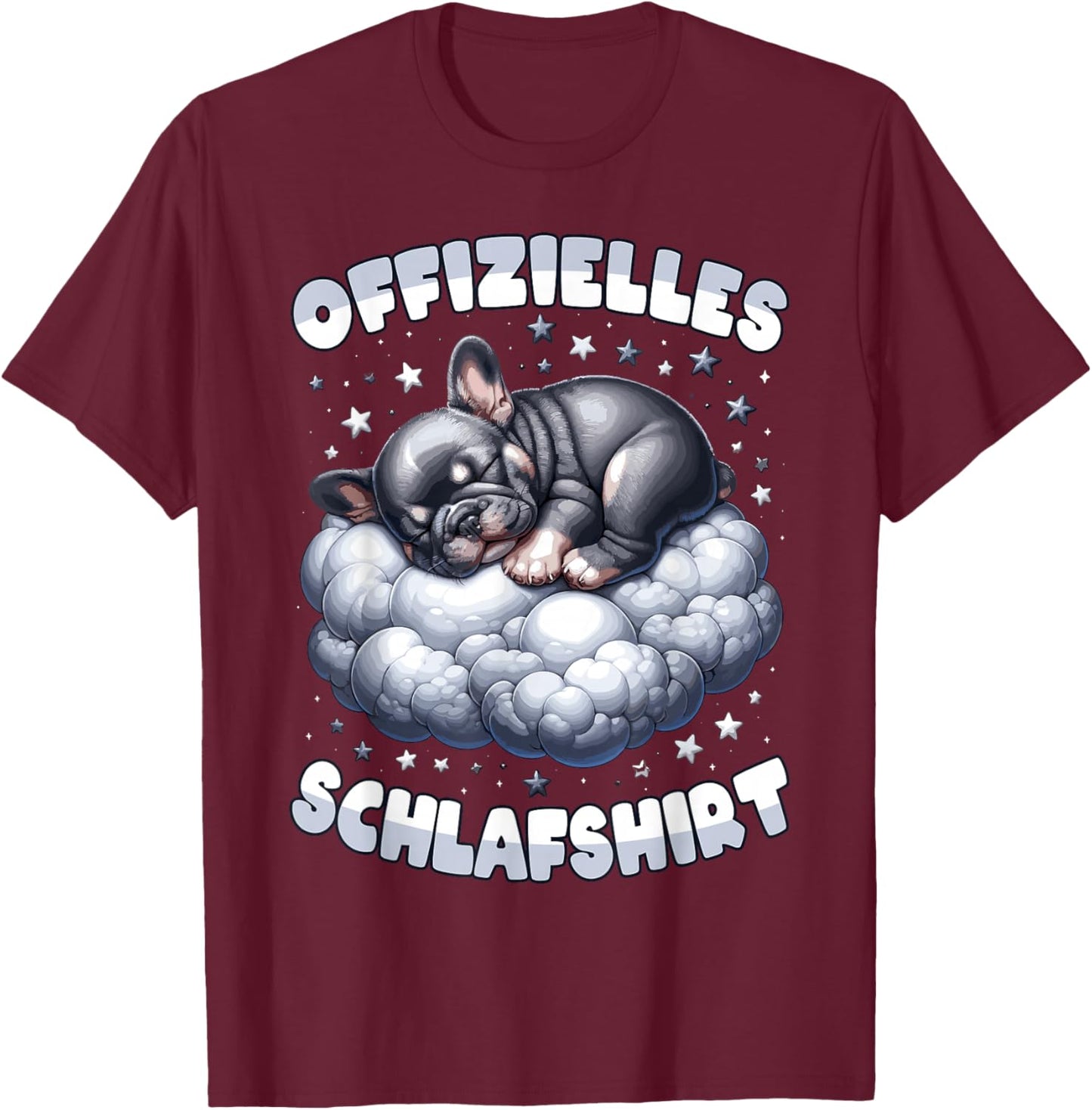Offizielles Schlafshirt Französische Bulldogge Schlafanzug T-Shirt - T-Shirt | Maroon