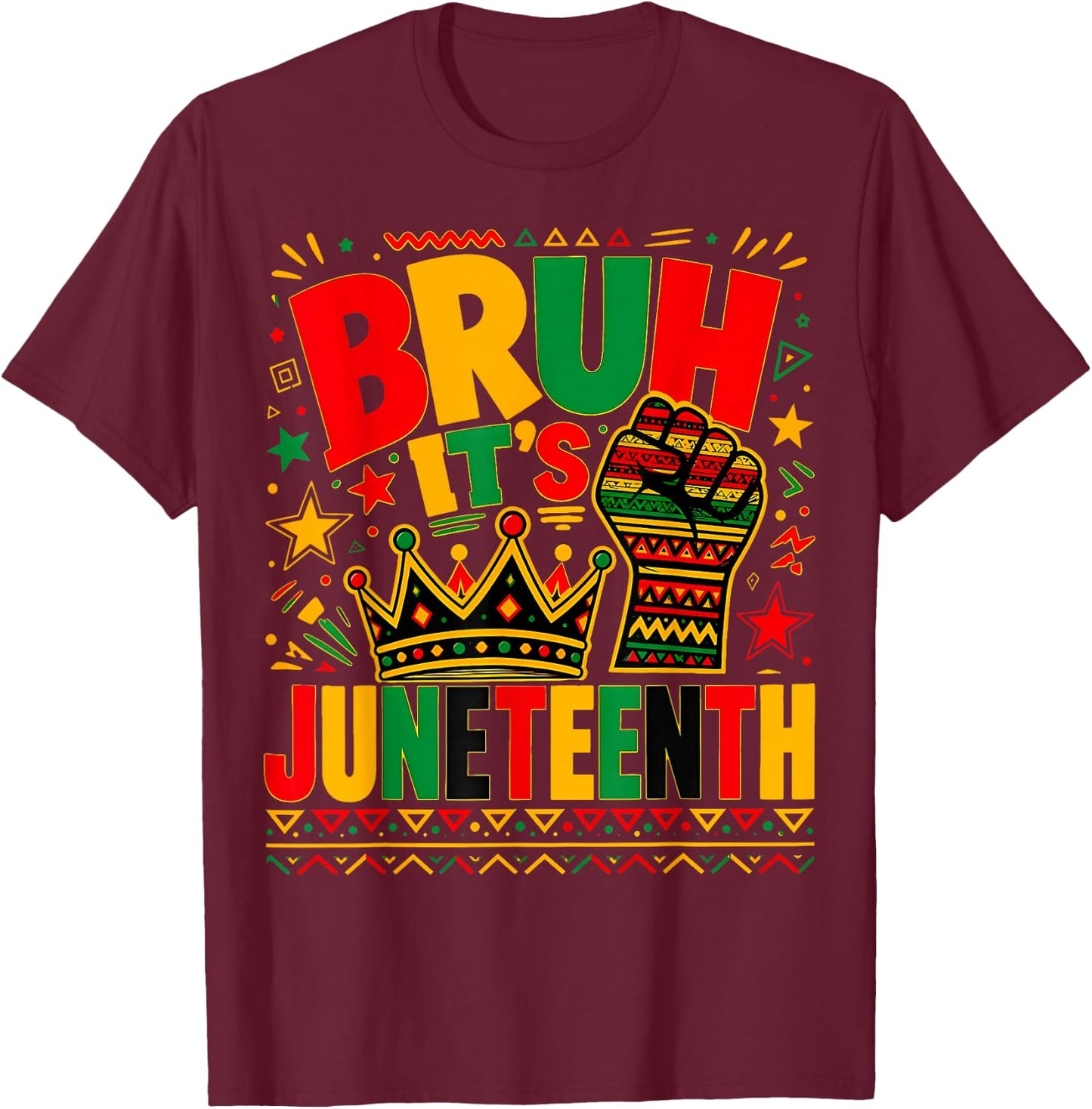Juneteenth Boys Teens Kids Men Bruh It's Juneteenth 1865 T-Shirt - T-Shirt | Maroon