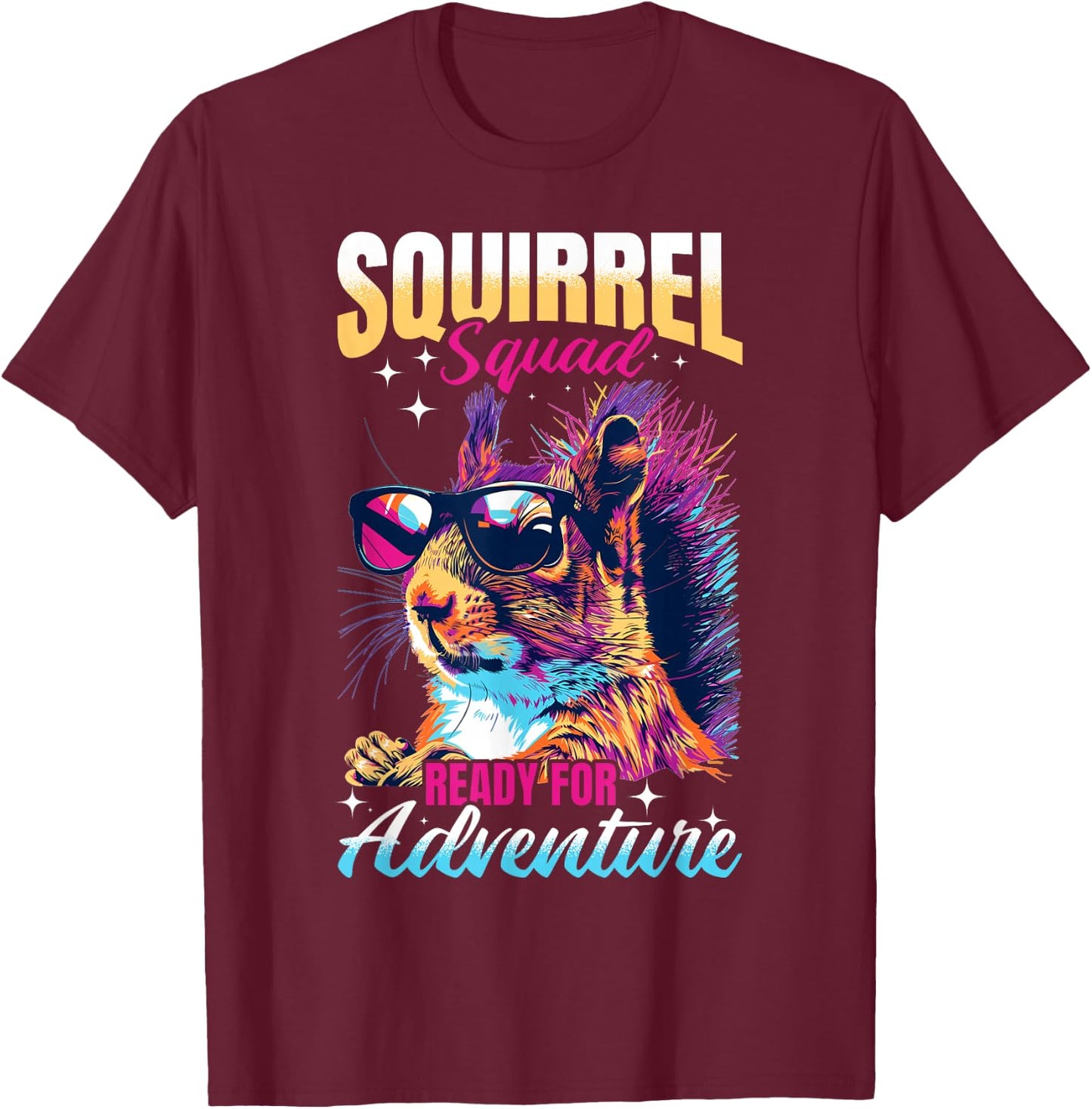Funny Squirrel Animal Squirrel squad ready for adventure T-Shirt - T-Shirt | Maroon
