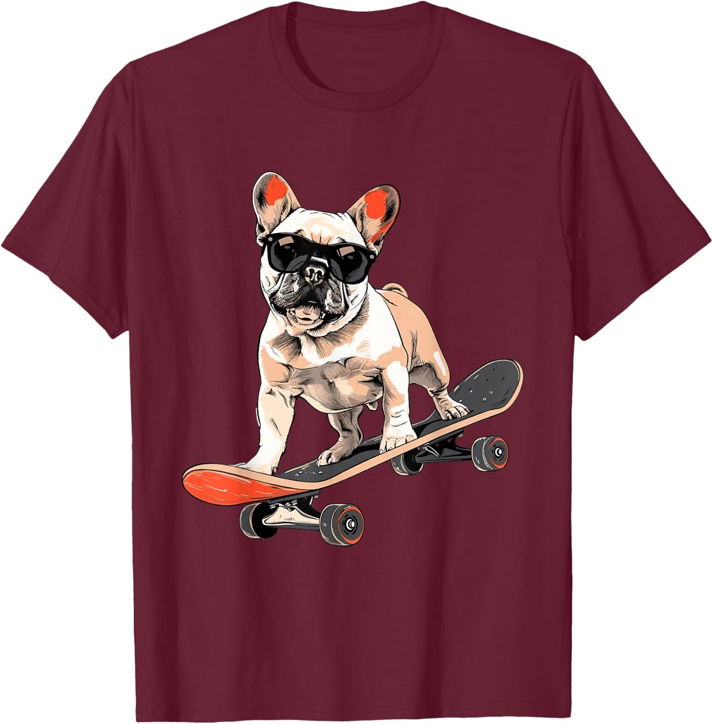 French Bulldog skateboard T-Shirt - T-Shirt | Maroon
