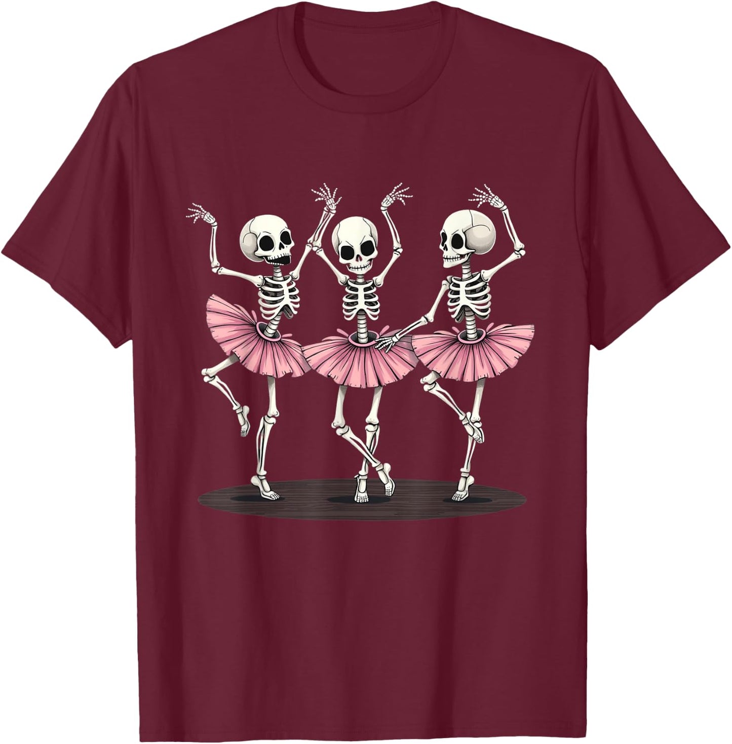 Ballet Dancing Skeleton Ballerinas Halloween Costume Women T-Shirt - T-Shirt | Maroon