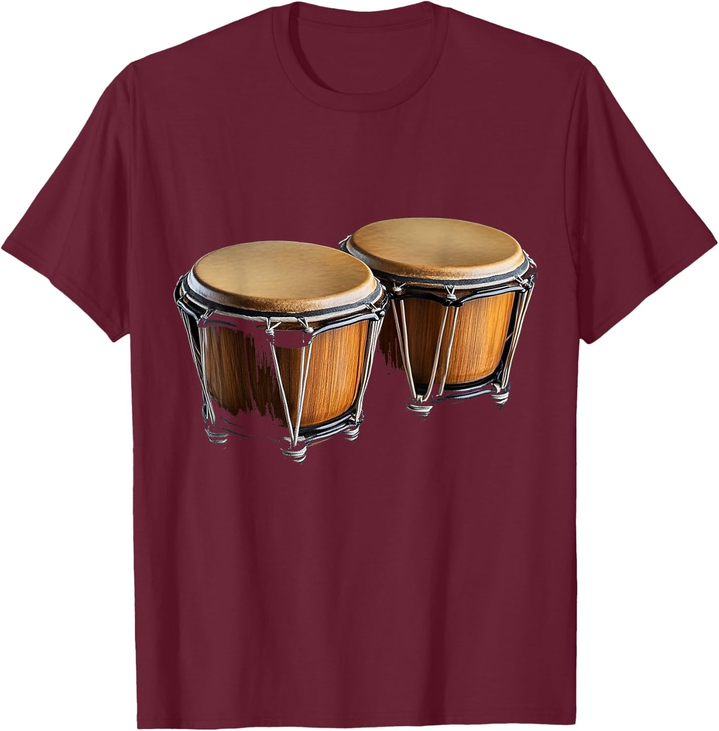 Bongos Music Instrument Motif Artwork Bongos T-Shirt - T-Shirt | Maroon
