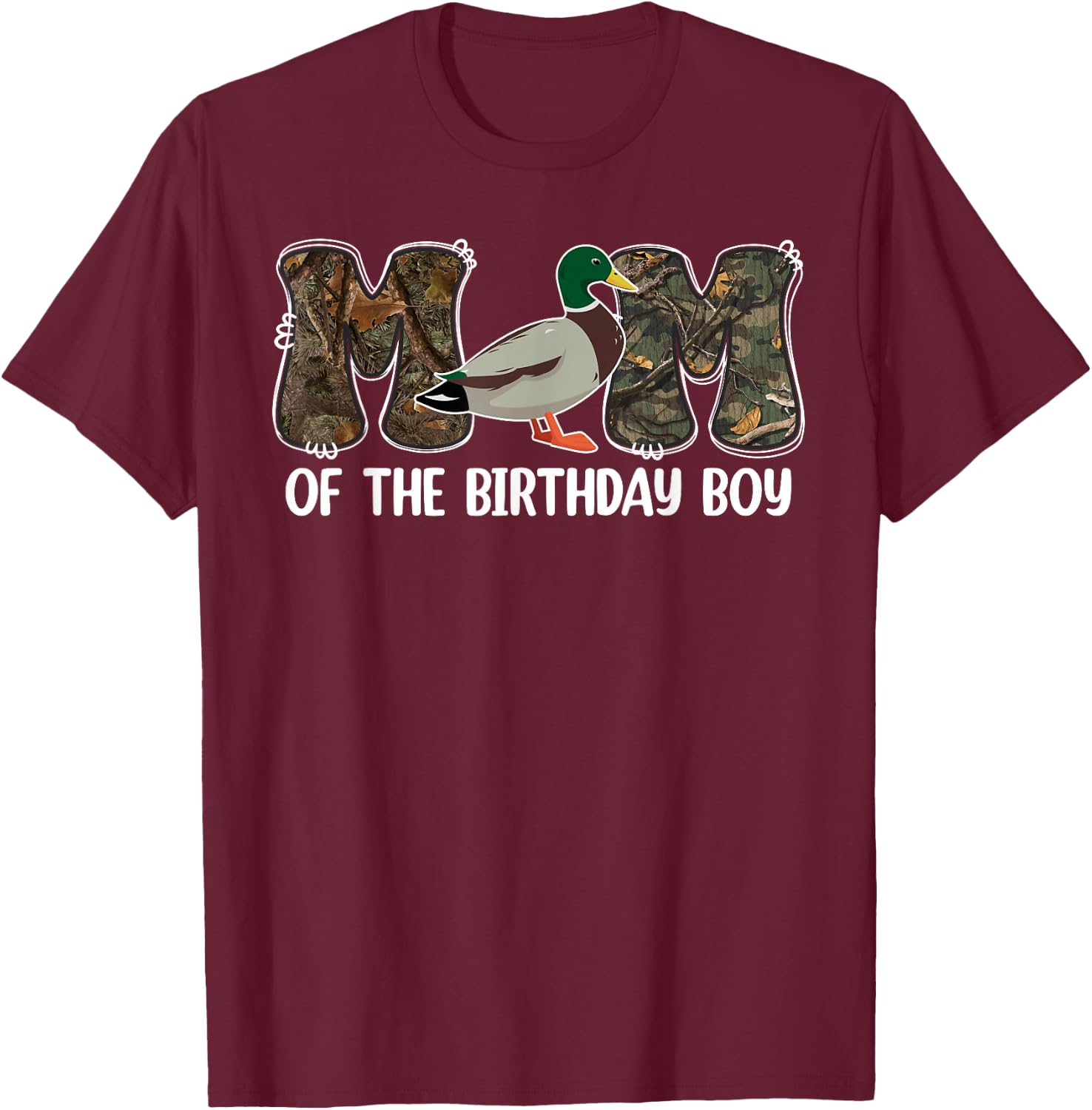 Mom Of The Birthday Boy One Lucky Duck 1st Birthday Family T-Shirt - T-Shirt | Maroon