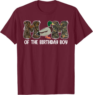 Mom Of The Birthday Boy One Lucky Duck 1st Birthday Family T-Shirt - T-Shirt | Maroon