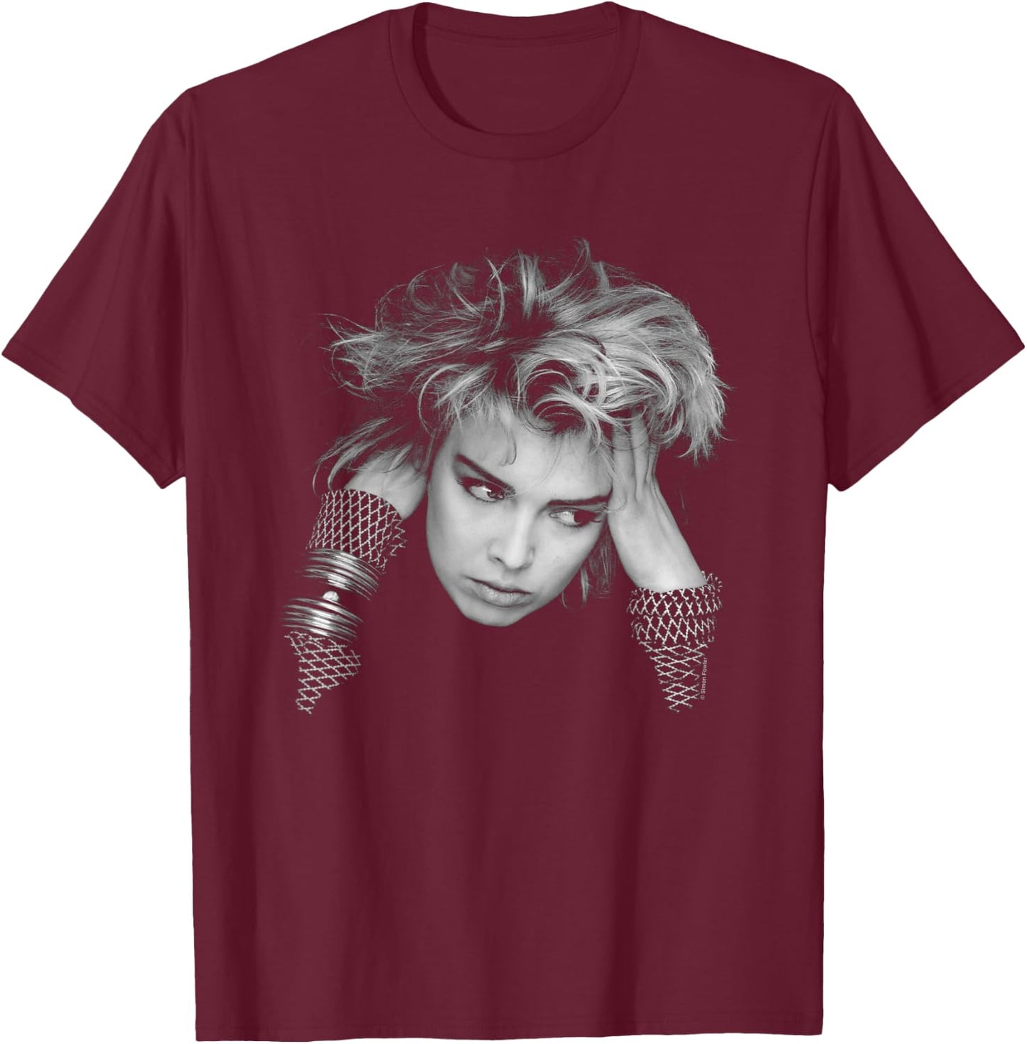Pop singer Kim Wilde by Simon Fowler , Black, S T-Shirt - T-Shirt | Maroon
