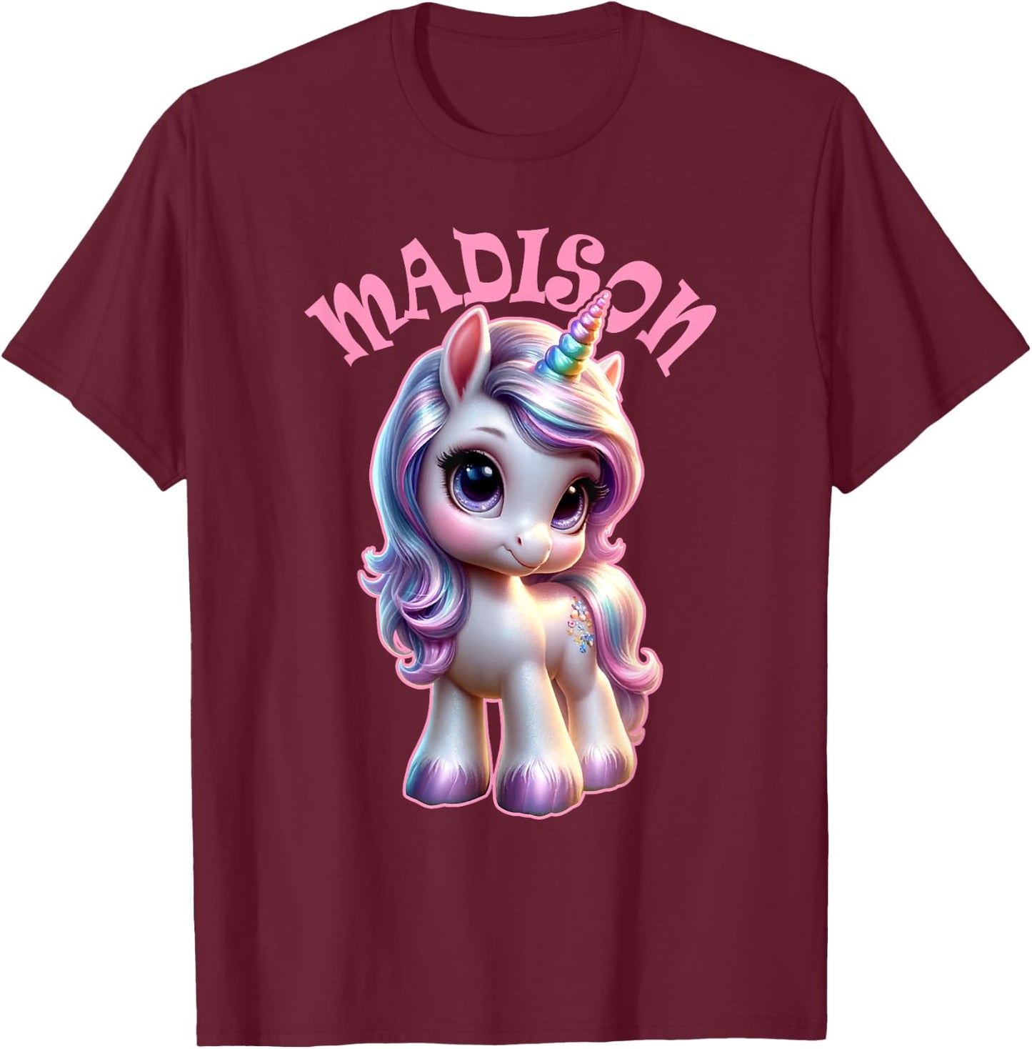 Madison Cute Unicorn Design for Girls Name Madison T-Shirt - T-Shirt | Maroon
