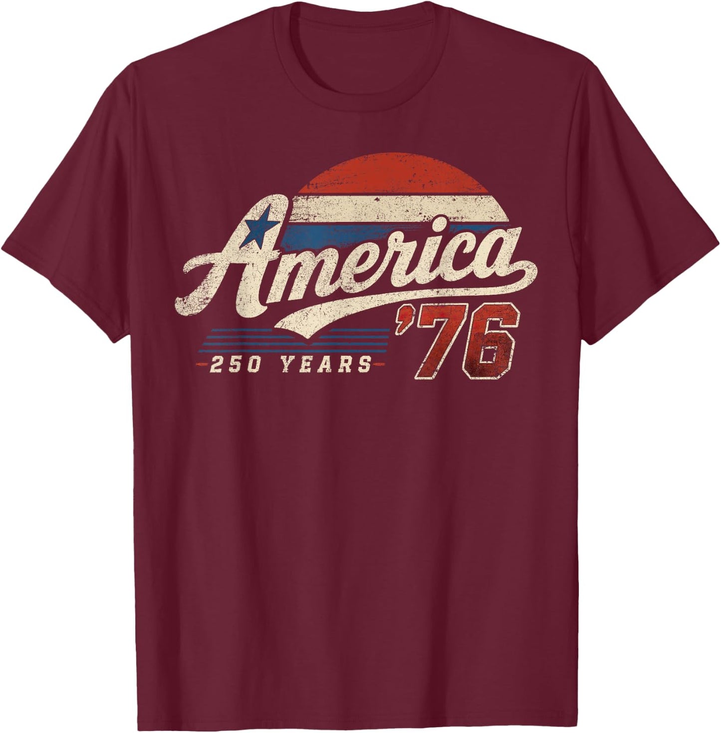 America Retro 250 Years USA 1776 2026 4th of July Men Women T-Shirt - T-Shirt | Maroon