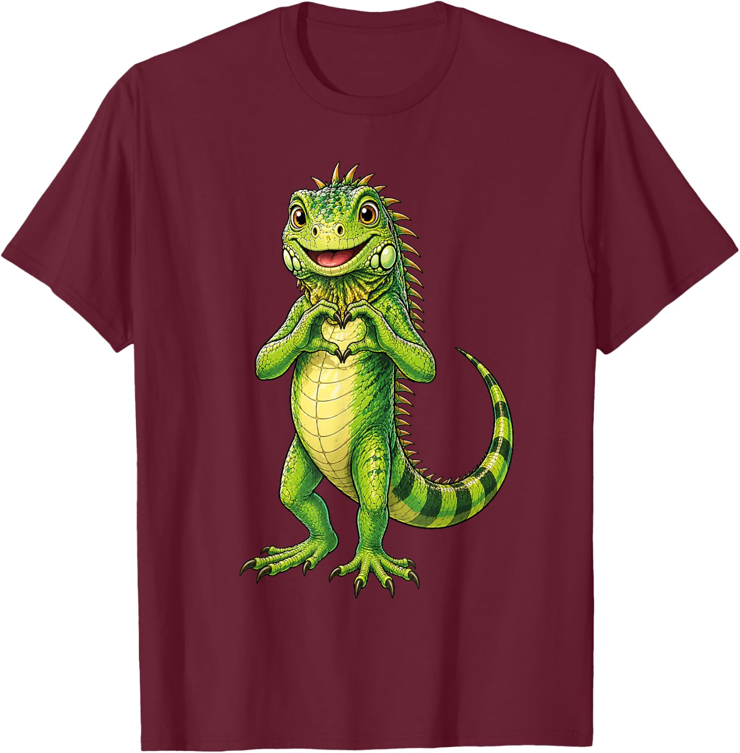 Iguana with Heart | Cute Little Iguana Heart Symbol T-Shirt - T-Shirt | Maroon