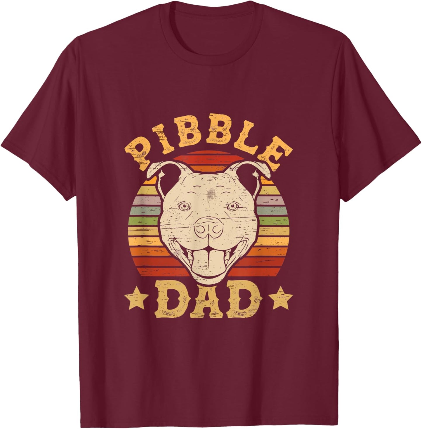 Retro Pibble Dad T-Shirt - T-Shirt | Maroon