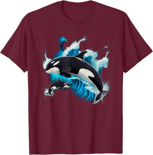 Beautiful Kids Whale Orca T-Shirt - T-Shirt | Maroon