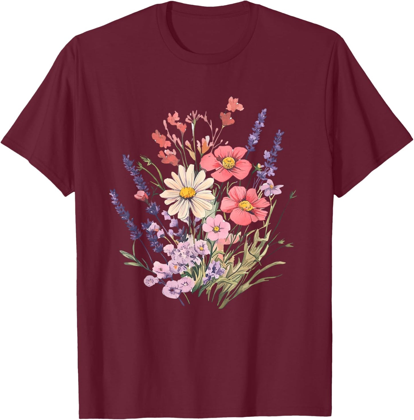 Flower Shirt Bouquet Design for Lovers T-Shirt - T-Shirt | Maroon