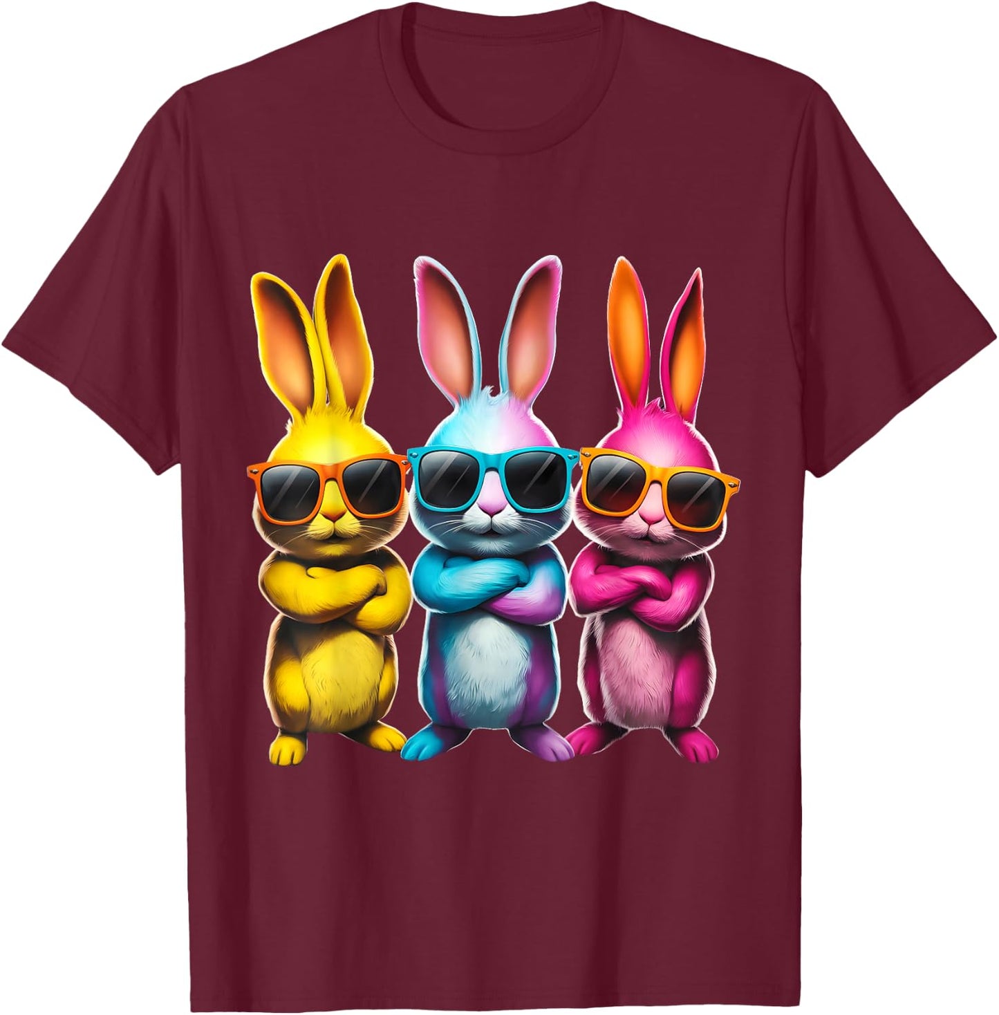 Funny Easter Bunny Cool Bunnies Kids Boys Girls Women Men T-Shirt - T-Shirt | Maroon