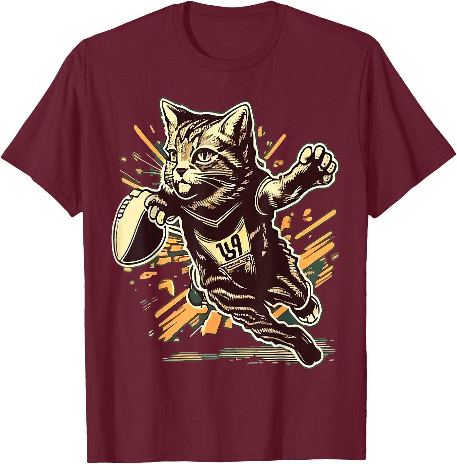 Football Game Season Cat Lover Girl Football Player Women T-Shirt - T-Shirt | Maroon
