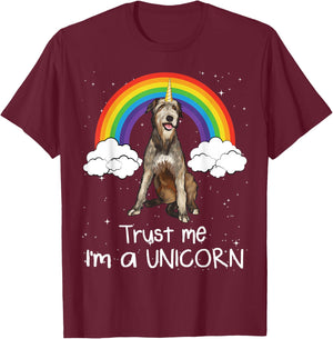 Rainbow Irish Wolfhound Trust Me I'm A Unicorn Dog Men Women T-Shirt - T-Shirt | Maroon