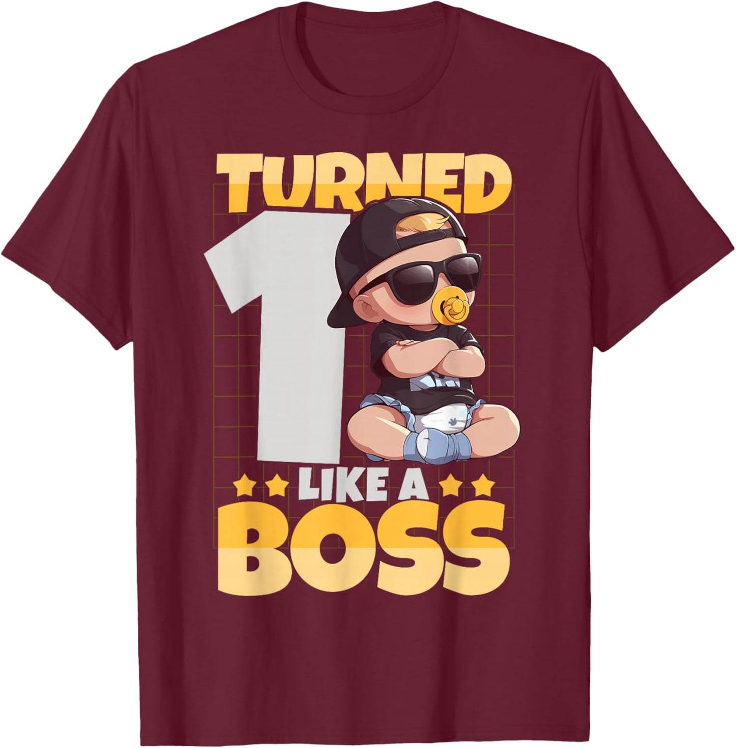 Baby 1st Birthday Boy Girl 1 Year Like a Boss Kids T-Shirt - T-Shirt | Maroon