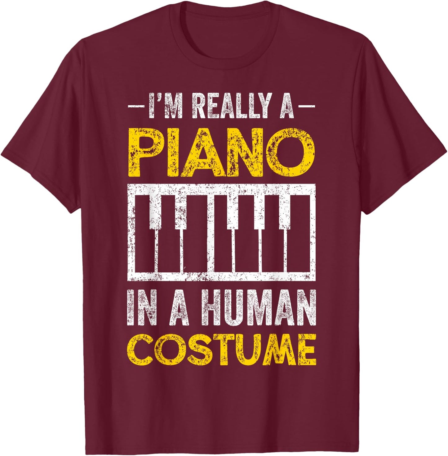 Piano Player Pianist Costume Vintage T-Shirt - T-Shirt | Maroon