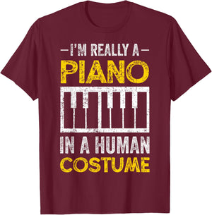 Piano Player Pianist Costume Vintage T-Shirt - T-Shirt | Maroon